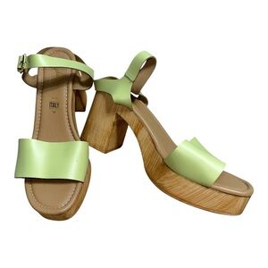 Seychelles Aloe Green Manila Wooden Heeled Sandals Women’s 9.5